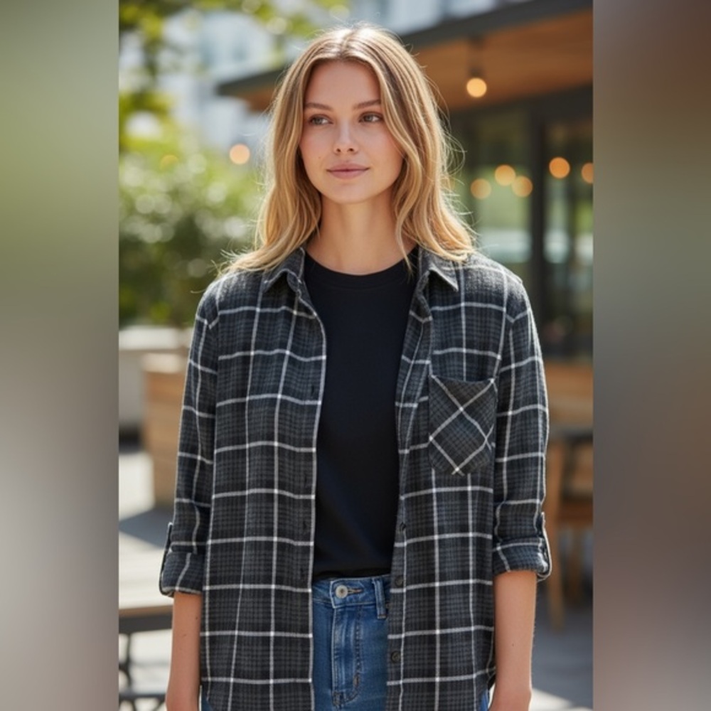 Brandy Melville Plaid button down shirt one size fits medium